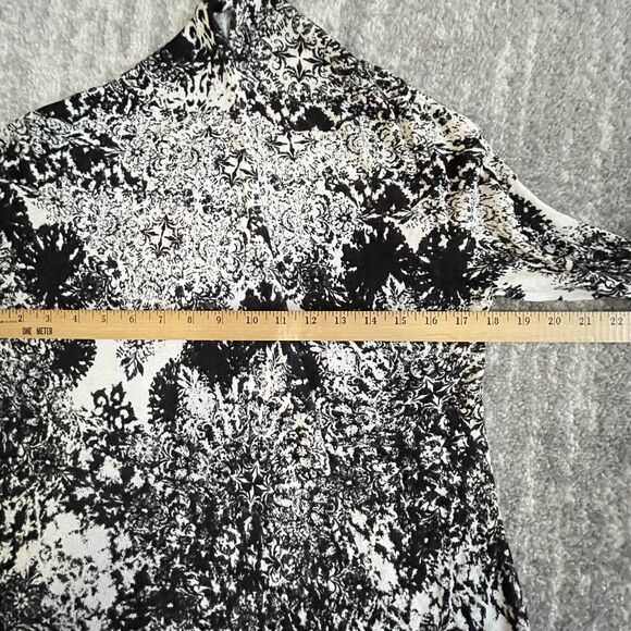 Soma Intimates Open Front Cardigan Knit Sweater Black White Print Size S *STAINS - Picture 7 of 12